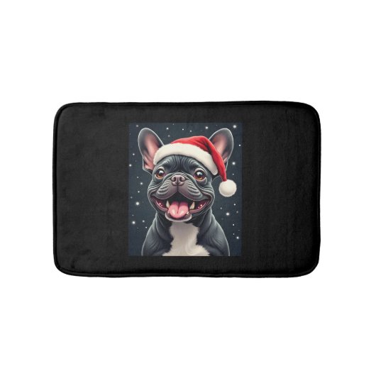 French Bulldog Christmas Long Sleeve T - Shirt Badematte (Vorderseite)