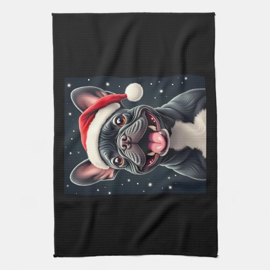 French Bulldog Christmas Long Sleeve T - Shirt Geschirrtuch (Vertikal)