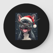 French Bulldog Christmas Long Sleeve T - Shirt Große Wanduhr (Vorderseite)