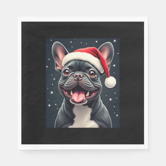 French Bulldog Christmas Long Sleeve T - Shirt Serviette (Vorderseite)