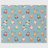 French Bulldog Christmas Pattern Geschenkpapier (Flach)