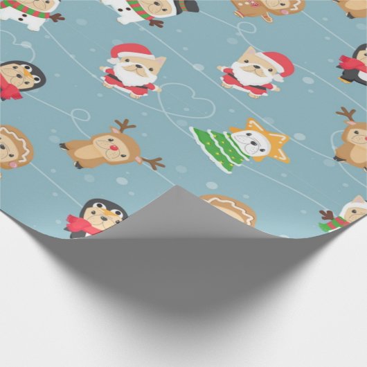 French Bulldog Christmas Pattern Geschenkpapier (Ecke)