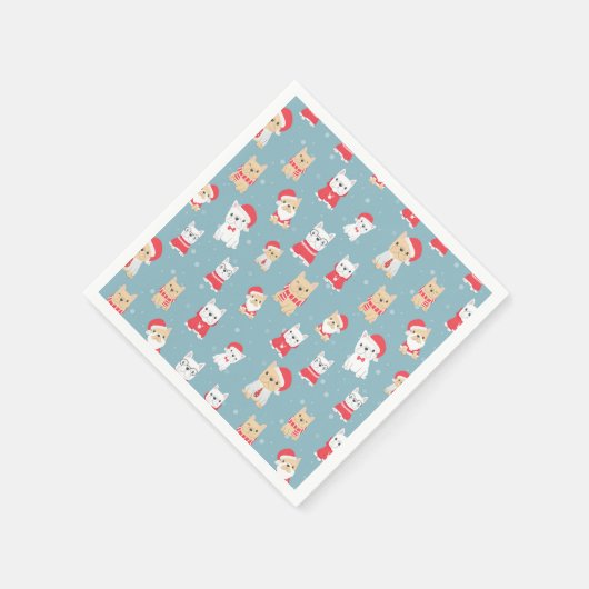 French Bulldog Christmas Pattern Serviette (Ecke)