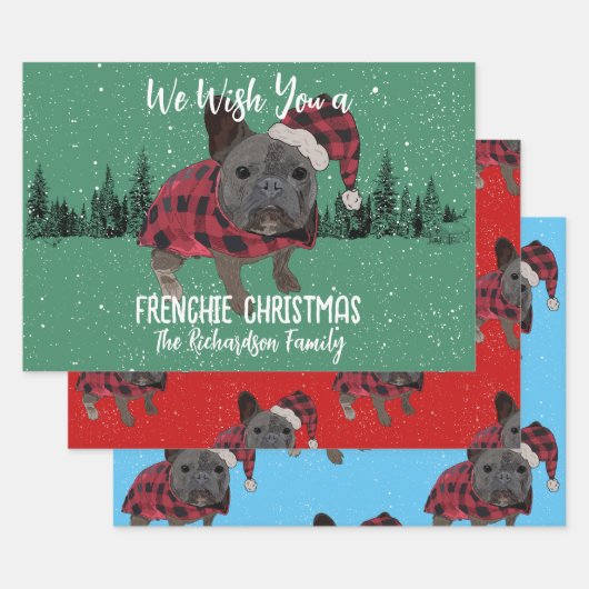 French Bulldog Christmas Personalisiert Dog French Geschenkpapier Set (Set)