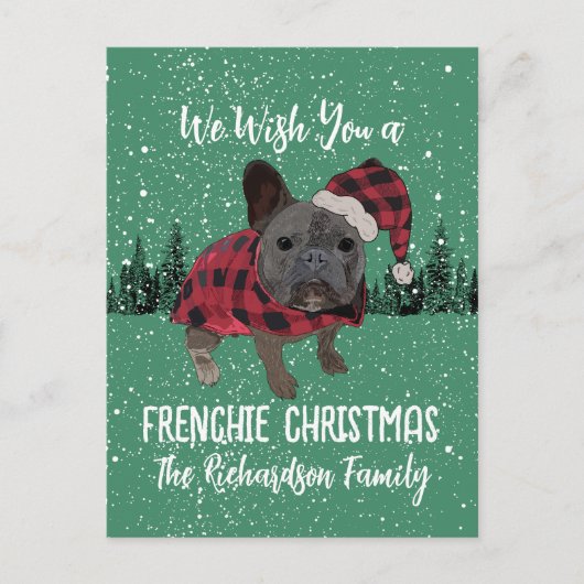 French Bulldog Christmas Personalisiert Dog French Postkarte (Vorderseite)