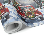 French Bulldog Christmas Red Truck Holiday Geschenkpapier (Rolleneckpunkt)