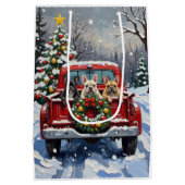 French Bulldog Christmas Red Truck Holiday Mittlere Geschenktüte (Rückseite)