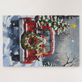 French Bulldog Christmas Red Truck Holiday Puzzle (Horizontal)
