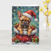 French Bulldog Christmas Santa Bag Adventure Karte (Gelbe Blume)