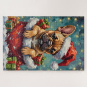 French Bulldog Christmas Santa Bag Adventure Puzzle (Horizontal)