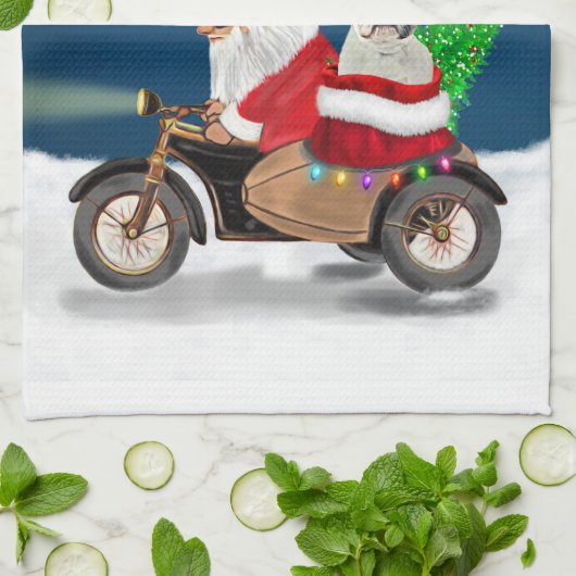 French Bulldog Christmas Santa Claus Geschirrtuch (Gefaltet)