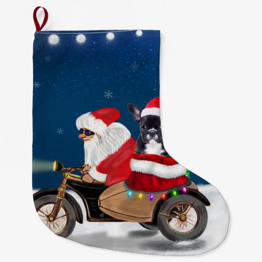 French Bulldog Christmas Santa Claus Großer Weihnachtsstrumpf (Vorderseite)