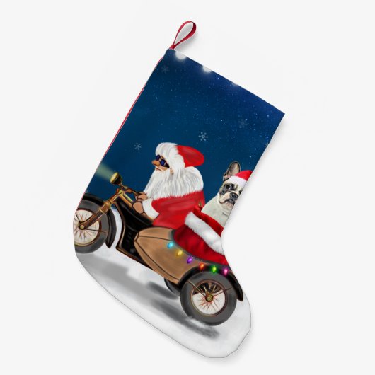 French Bulldog Christmas Santa Claus Kleiner Weihnachtsstrumpf (Vorderansicht (hängend))