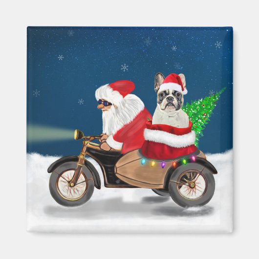 French Bulldog Christmas Santa Claus Magnet (Vorne)