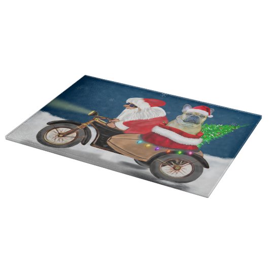 French Bulldog Christmas Santa Claus Schneidebrett (Ecke)