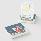 French Bulldog Christmas Santa Claus Steinuntersetzer (Seitenansicht)