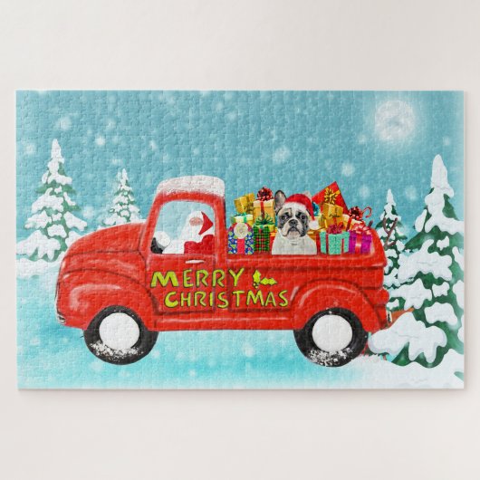 French Bulldog Christmas Santa Delivery Puzzle (Horizontal)