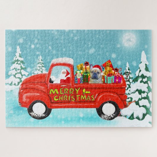 French Bulldog Christmas Santa Delivery Puzzle (Horizontal)