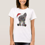 French Bulldog Christmas Snow Winter Animals T-Shirt<br><div class="desc">The French bulldog to softness with fair lights. Funny animals with ohrs and snow to the holidays. Also funny for Christmas in July. Dogs are sweet animals and perfect for Christmas.</div>