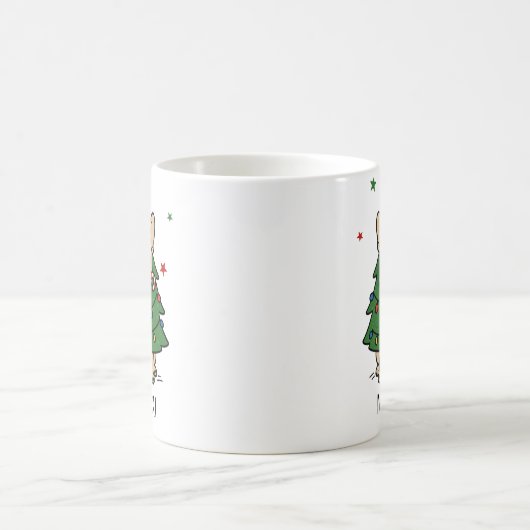 French Bulldog Christmas Tree Custom Name Kaffeetasse (Mittel)