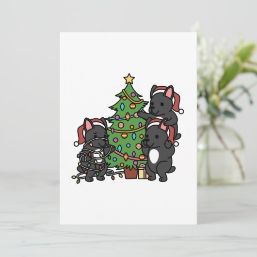 French Bulldog Christmas Tree Dankeskarte (Stehend Vorderseite)