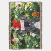 French Bulldog Christmas Tree Ornaments Snowman Decke (Vorderseite Vertikal)