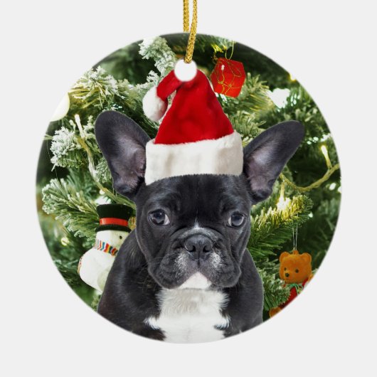French Bulldog Christmas Tree Ornaments Snowman Keramik Ornament (Vorne)
