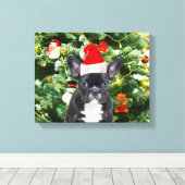 French Bulldog Christmas Tree Ornaments Snowman Leinwanddruck (Insitu (Holzboden))
