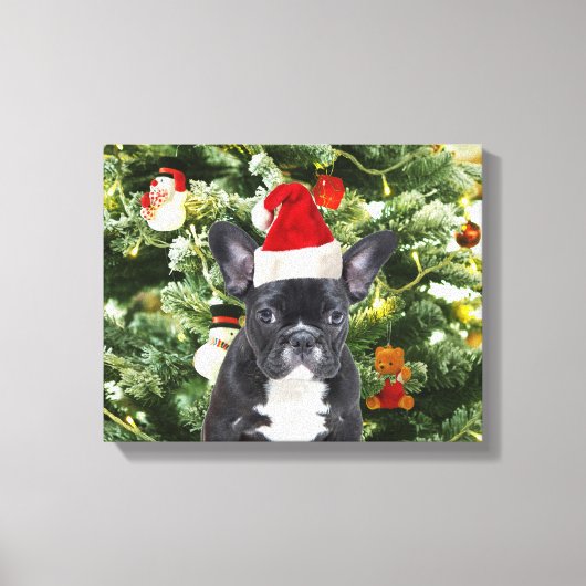 French Bulldog Christmas Tree Ornaments Snowman Leinwanddruck (Vorderseite)