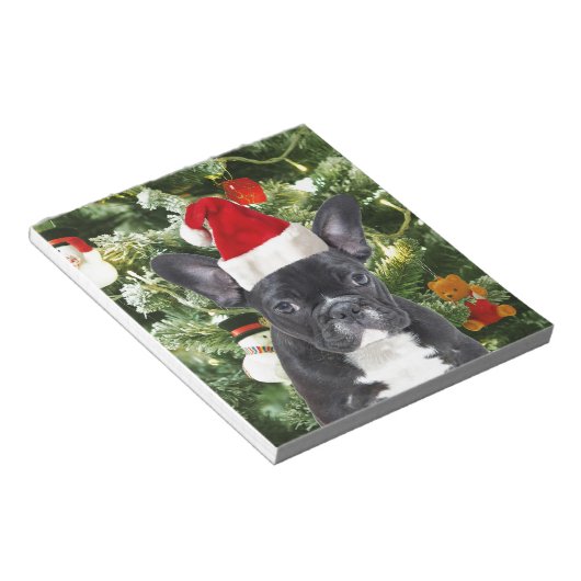 French Bulldog Christmas Tree Ornaments Snowman Notizblock (angewinkelt)