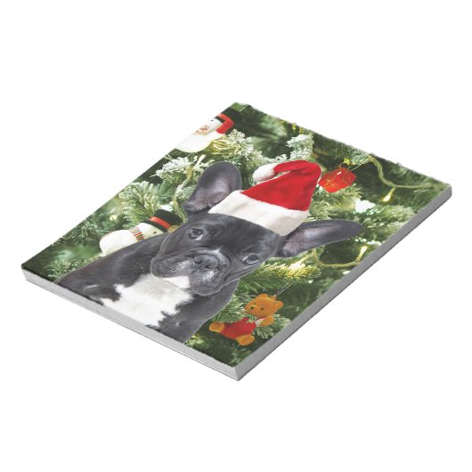 French Bulldog Christmas Tree Ornaments Snowman Notizblock (Rotiert)