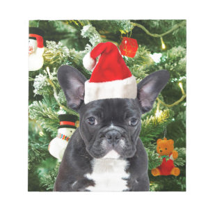 French Bulldog Christmas Tree Ornaments Snowman Notizblock