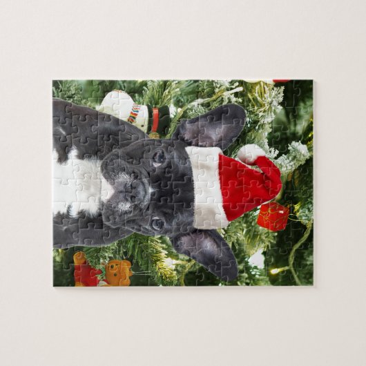 French Bulldog Christmas Tree Ornaments Snowman Puzzle (Horizontal)