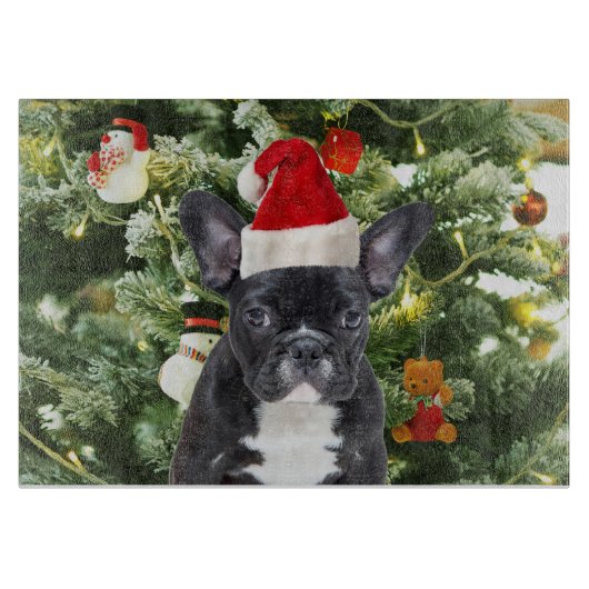 French Bulldog Christmas Tree Ornaments Snowman Schneidebrett (Vorderseite)