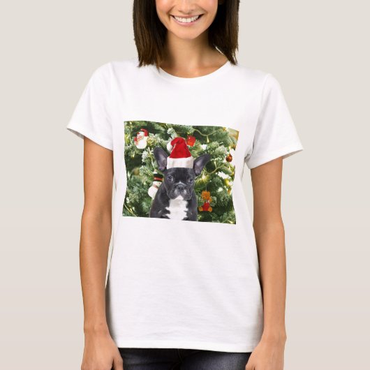 French Bulldog Christmas Tree Ornaments Snowman T-Shirt (Vorderseite)