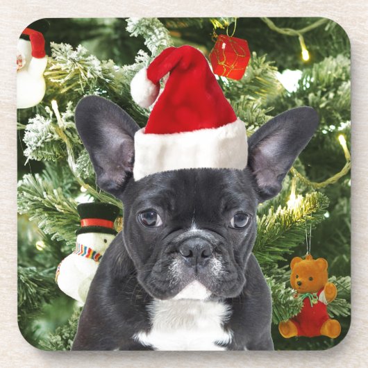French Bulldog Christmas Tree Ornaments Snowman Untersetzer (Vorderseite)