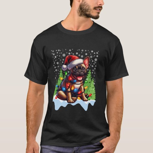 French Bulldog Christmas Weihnachtsmannmütze Light T-Shirt (Vorderseite)