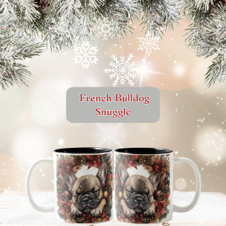French Bulldog Christmas Wreath Zweifarbige Tasse
