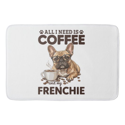 French Bulldog Coffee Frenchie Dog Badematte (Vorderseite)