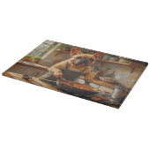 French Bulldog Cooking in Kitchen Schneidebrett (Ecke)