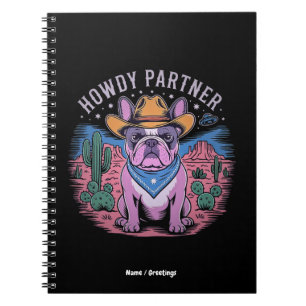 French Bulldog Cowboy UFO Funny Vintager Western Notizblock