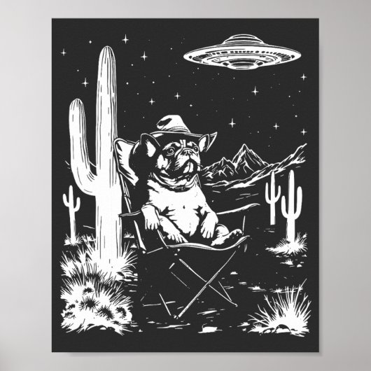 French Bulldog Cowboy UFO Poster (Vorne)