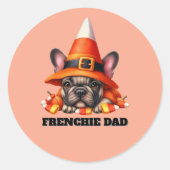 French Bulldog Cute Halloween Candy Costume Runder Aufkleber (Vorderseite)