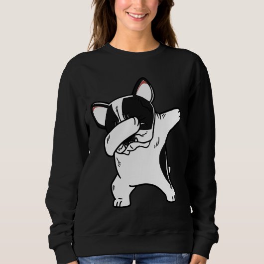 French Bulldog Dabbing Pied French Bulldog Sweatshirt (Vorderseite)