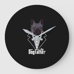 French Bulldog Dad Frenchie Papa Gift Große Wanduhr