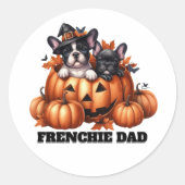 French Bulldog Dad Halloween Pumpkins Runder Aufkleber (Vorderseite)