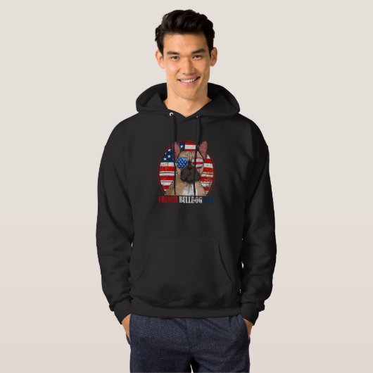 French Bulldog Dad Retro American Flag Patriotic S Hoodie (Vorne ganz)