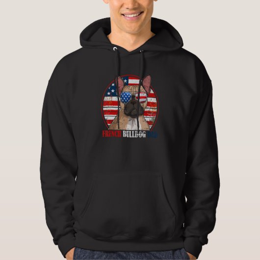 French Bulldog Dad Retro American Flag Patriotic S Hoodie (Vorderseite)