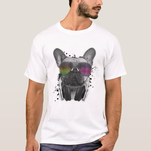 French Bulldog Deejay Cool DJ Dog Lover Frenchie M T-Shirt (Vorderseite)
