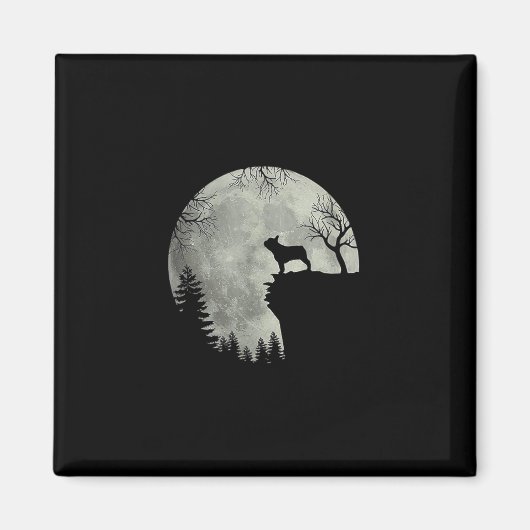 French Bulldog Dog And Moon Halloween Anzug Magnet (Vorne)